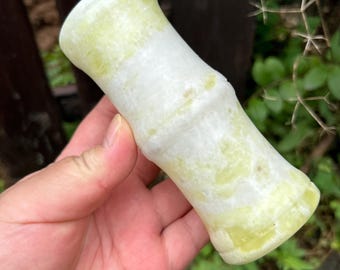 Portapenne in bambù e giada intagliato a mano, vaso per boccioli in pietra, decorazione da scrivania per studiosi cinesi, regalo 52
