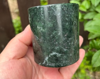 Donkergroene jade theekopje handgemaakte stenen beker feng shui cadeau