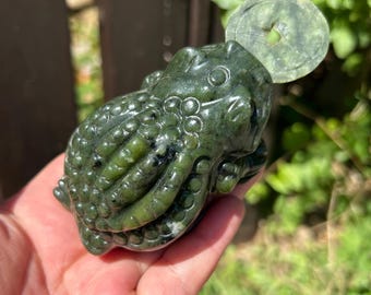 Handgesneden jade driepotige pad beeldje geld pad standbeeld bureau decor cadeau