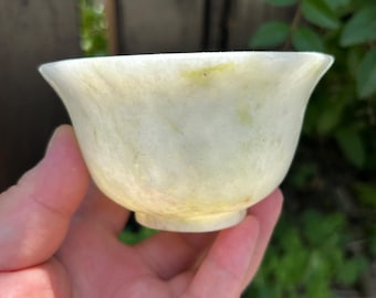 Groen witte jade theekom handgesneden stenen beker natuurlijke jade vat gongfu thee decor verzamelcadeau