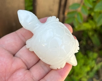 Natuurlijk wit jade schildpadbeeldje handgesneden jade schildpad ornament decoratief cadeau