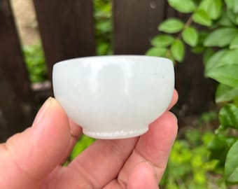 Natuurlijke witte jade theekop handgemaakte stenen beker geluksbrenger