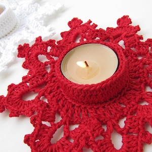 Crochet PATTERN Tea Light Holder Melting Snowflake. Christmas crochet decor pattern. Unique crochet winter gifts DIY. Download PDF #60