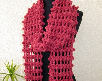 Crochet PATTERN Long Scarf with Fringe. Chunky crochet scarf easy tutorial pattern. Unique design scarf fast pattern. Download PDF #63