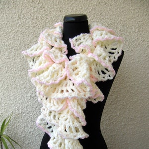 Crochet PATTERN ruffle scarf Winter Honeymoon. Chuky crochet scarf fast pattern. Unique crochet design easy scarf pattern. Download PDF #47