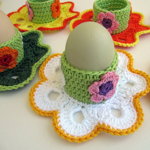 Crochet PATTERN Easter Flower Egg Holder. Easy crochet home decor pattern tutorial. Crochet Easter gifts unique pattern. Download PDF #49