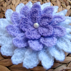 Crochet PATTERN lilac flower unique design. Crochet 3d flower pattern. Large crochet flower pattern. Download PDF #37