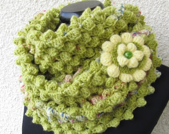 Crochet Scarf Pattern: Easy Infinity Scarf with Flower (PDF Download #74)