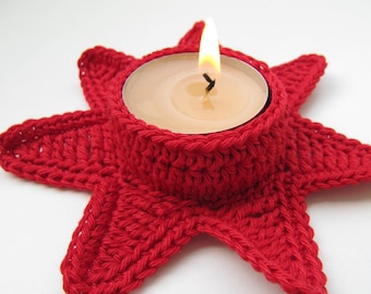CROCHET PATTERN* Red Star Tea Light Holder Crochet Pattern, Easy & Fast Crochet Tutorial Pattern Christmas Gifts, Download PDF #57 Milimagfa