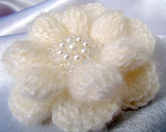 Crochet Flower Brooch Pattern: Mohair Yarn, Easy DIY Tutorial (PDF Pattern #32)