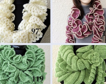 Crochet Ruffle Scarf Patterns: 4 Unique Designs (4 PDF Download)