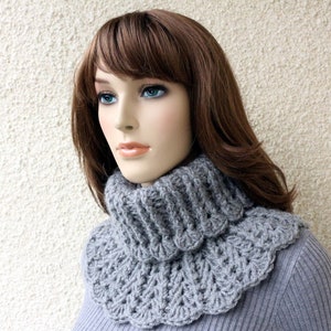 Crochet PATTERN Neck Warmer for Women & Girls. Unique design chunky crochet scarf cowl. Fast easy gift tutorial pattern. Download PDF #155