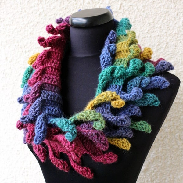 Crochet PATTERN Scarf Carnival. Easy crochet scarf unique design. Chunky scarf fast pattern. Beginner crochet pattern. Download PDF #156