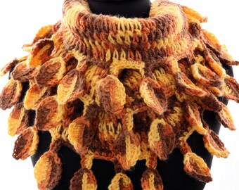 CROCHET PATTERN* Infinity Scarf ''Autumn Leaves'' Tutorial Pattern, Spring/Fall Crochet Unique Design Scarf Women, Download PDF Pattern #142