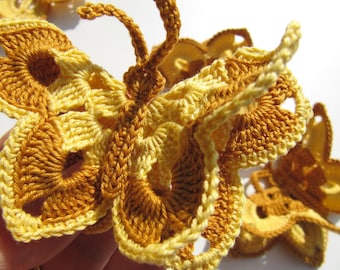 Crochet butterfly tutorial PATTERN. 3d butterflies crochet pattern. Spring-summer crochet decor DIY crafts. Instant download PDF pattern #16