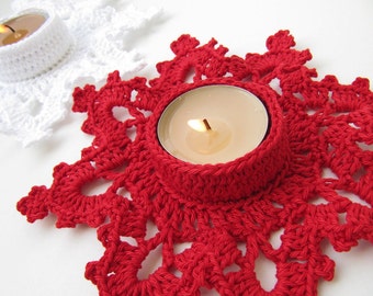 Crochet PATTERN Tea Light Holder Melting Snowflake. Christmas crochet decor pattern. Unique crochet winter gifts DIY. Download PDF #60