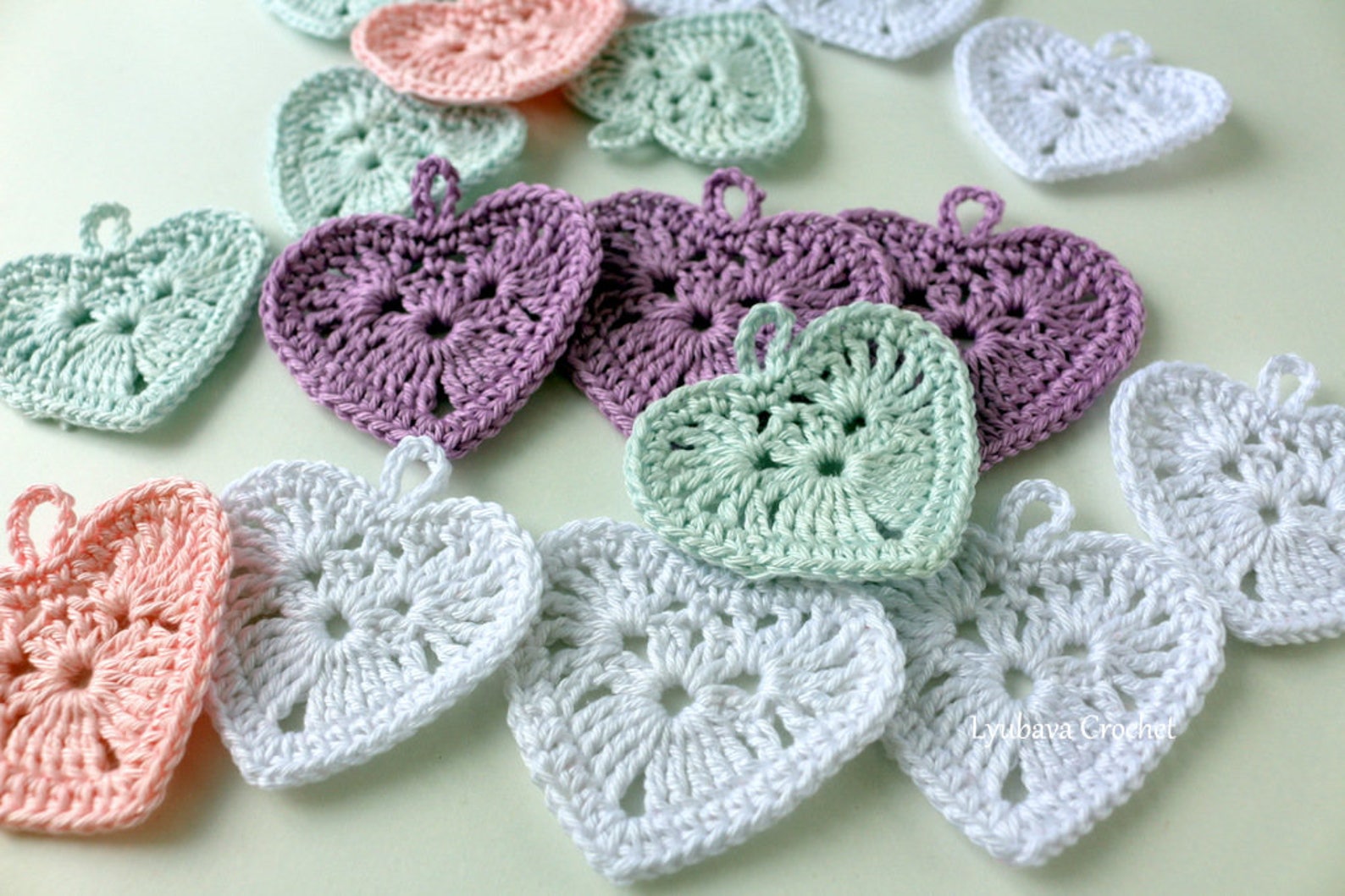 Crochet mini heart easy PATTERN. Small hearts crochet pattern. Etsy