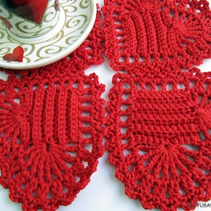 Crochet PATTERN Red Heart Coasters. Easy crochet hearts. Christmas home decor gifts DIY. Valentine's Day crochet gifts. Download PDF 38 image 3