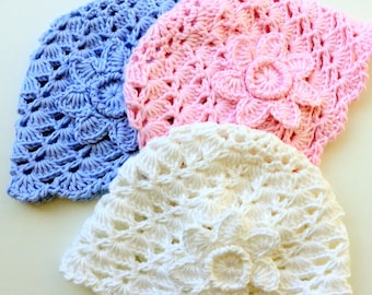 Crochet Baby Hat PATTERN with Flower: Easy DIY Tutorial (PDF Download) #133