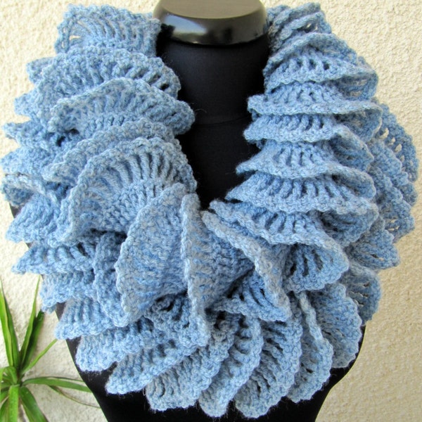 Crochet Scarf Pattern: Double Ruffle Design (PDF Download #65)