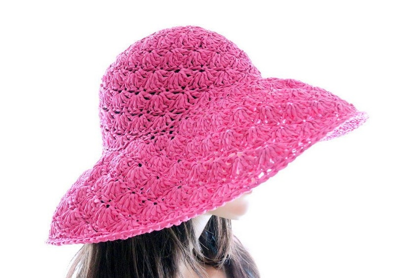 CROCHET PATTERN Hat, Summer Hat Pattern, Crochet Sun Hat Women, Crochet Shell Stitch Hat Easy Pattern, Raffia Yarn Pattern Download PDF #164