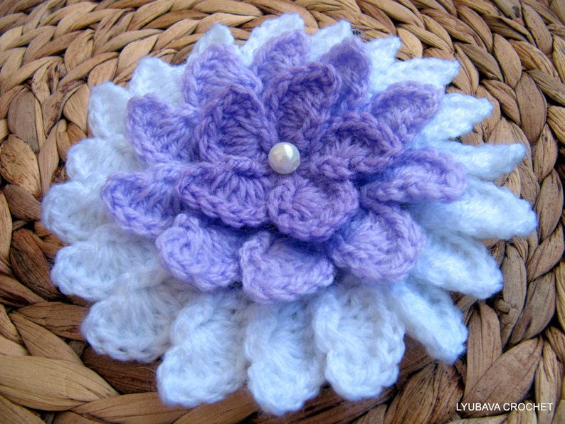 Crochet PATTERN lilac flower unique design. Crochet 3d flower pattern. Large crochet flower pattern. Download PDF 37 image 5