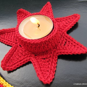 CROCHET PATTERN Red Star Tea Light Holder, Home Decor Christmas Crochet Pattern, Easy Crochet Pattern Christmas Gifts Idea, Download PDF #57