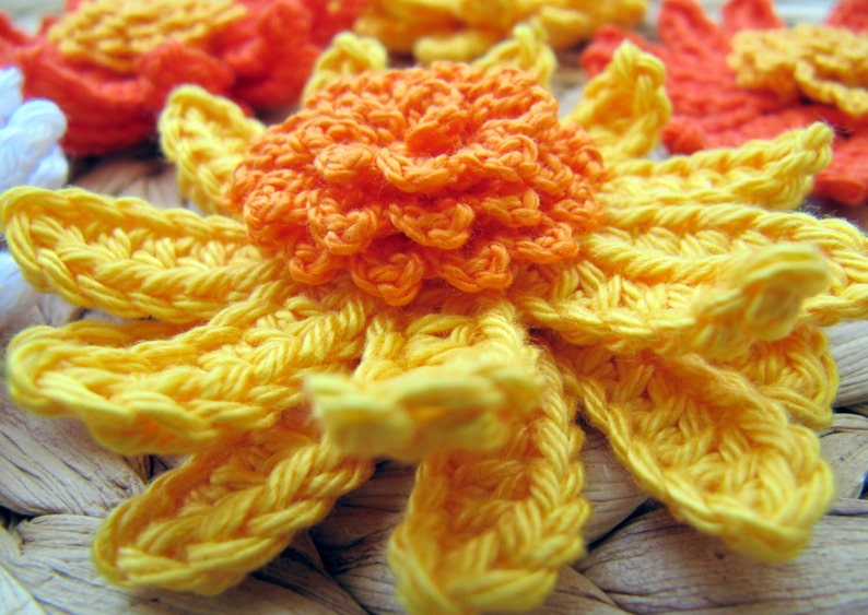 Crochet PATTERN Gerbera Daisy Flower. Easy crochet flower tutorial pattern. Spring Summer crochet flower beginner pattern. Download PDF 79 image 5