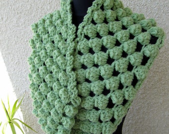 CROCHET PATTERN* Chunky Crochet Scarf, Crochet Popcorn Stitch Scarf Tutorial Pattern Circle Scarf Crochet Fast Easy Pattern Download PDF #53