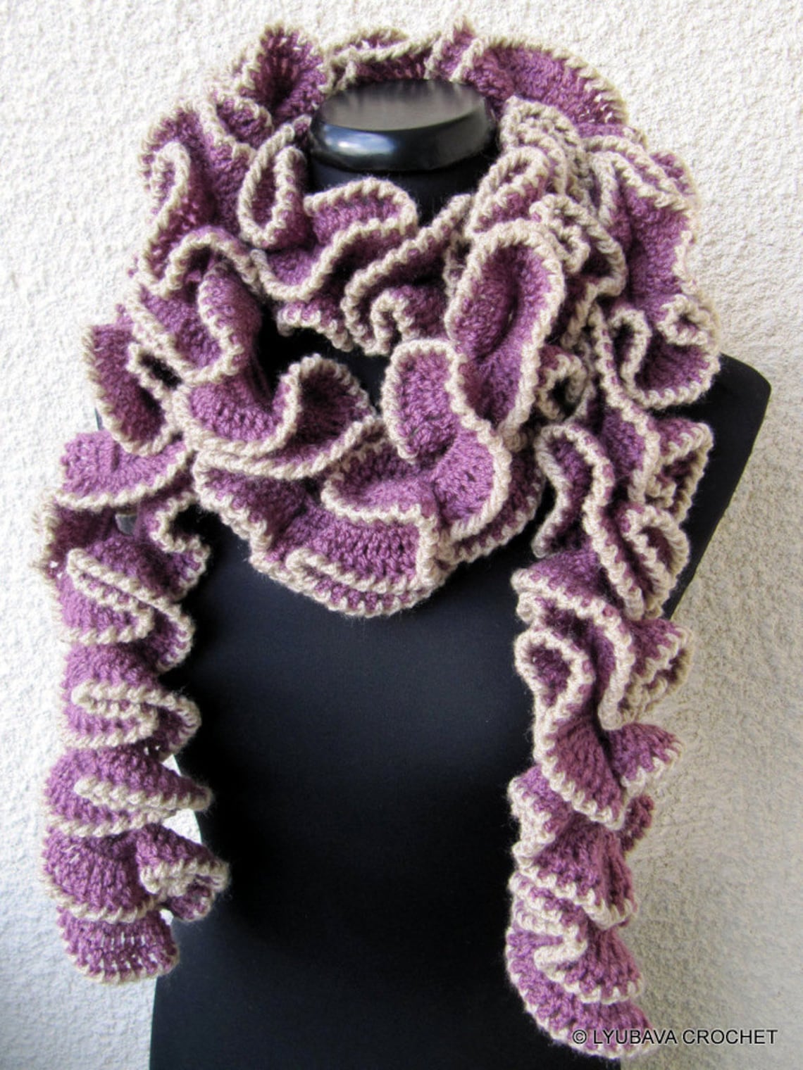 Crochet Scarf PATTERN Ruffle Scarf Pattern Unique Scarf DIY Etsy