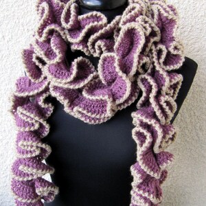 Crochet PATTERN ruffle scarf unique design. Women's crochet ruffled scarf tutorial pattern. Download PDF 114 image 4