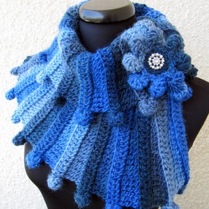 Crochet PATTERN Scarf Fantasy. Easy crochet scarf pattern. Multi-color chunky yarn scarf pattern. Crochet women's scarf DIY Download PDF #90