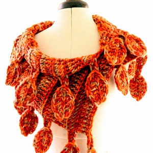 Crochet PATTERN Scarf Autumn Leaves. Autumn Spring scarf unique design. Chunky crochet scarf easy and fast tutorial pattern. Download PDF #9