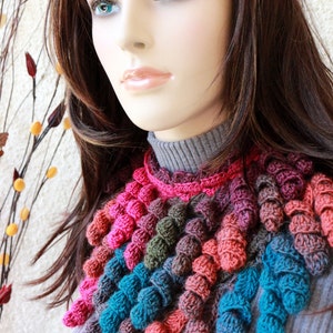 Crochet PATTERN scarf, Multicolor Scarf Lariat Curly Tassels, Easy crochet scarf pattern, Unique crochet design scarf DIY, Download PDF 51 image 4