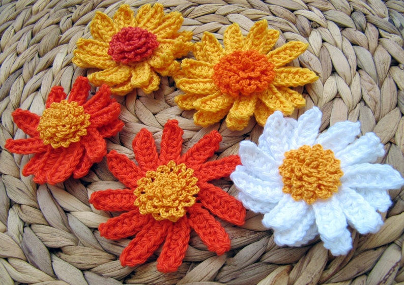 Crochet PATTERN Gerbera Daisy Flower. Easy crochet flower tutorial pattern. Spring Summer crochet flower beginner pattern. Download PDF 79 image 4