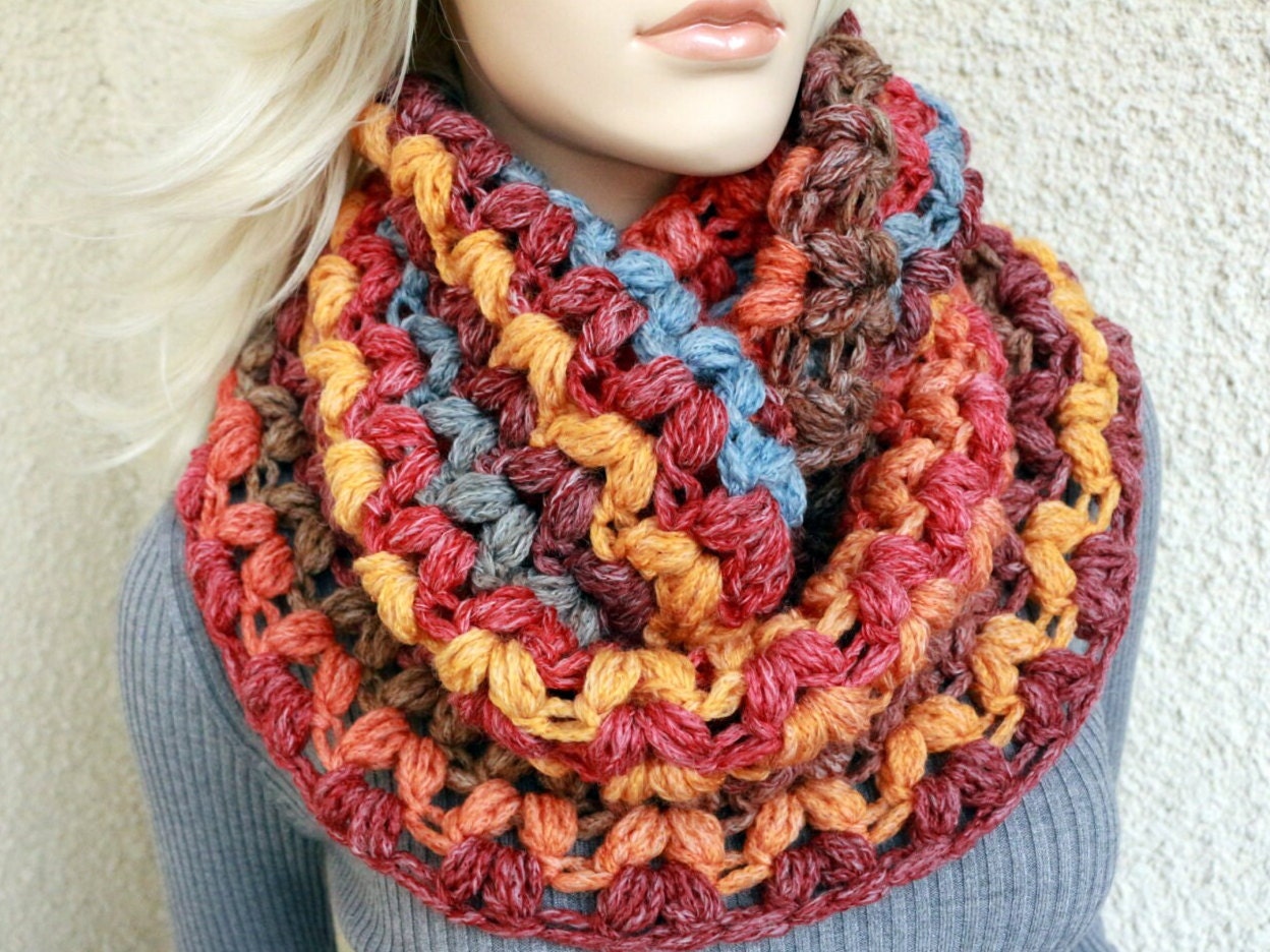 Crochet PATTERN Puff Stitch Scarf. Crochet Infinity Scarf Easy Tutorial ...