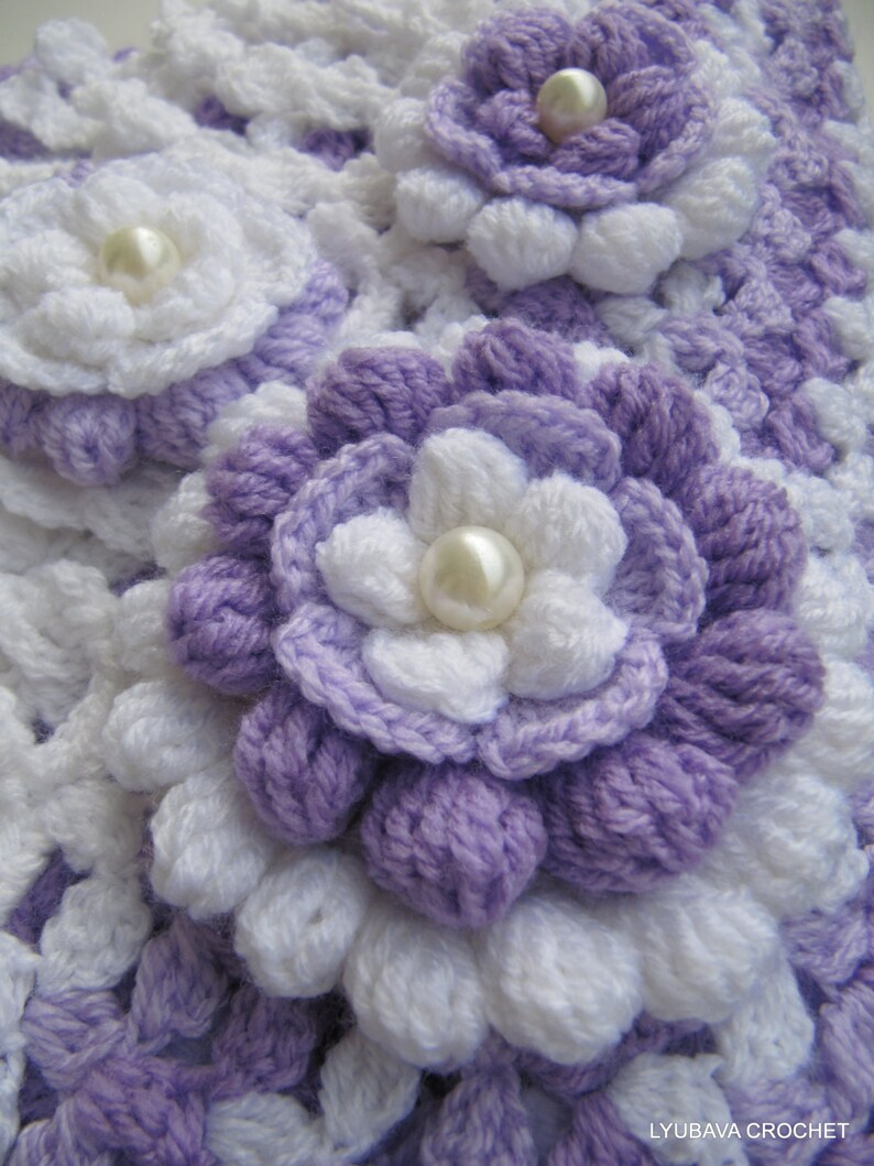 CROCHET PATTERN Flower Lilac Mosaic, Beautiful Flower Unique Design Easy Pattern, Crochet 3D Flowers Diy Gifts, Download PDF Pattern 75 image 4