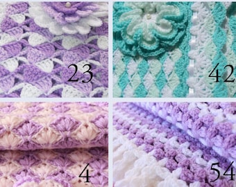 Crochet PATTERNS baby blankets for baby boy and baby girl. Easy crochet blankets tutorial patterns. Download 4 patterns PDF files