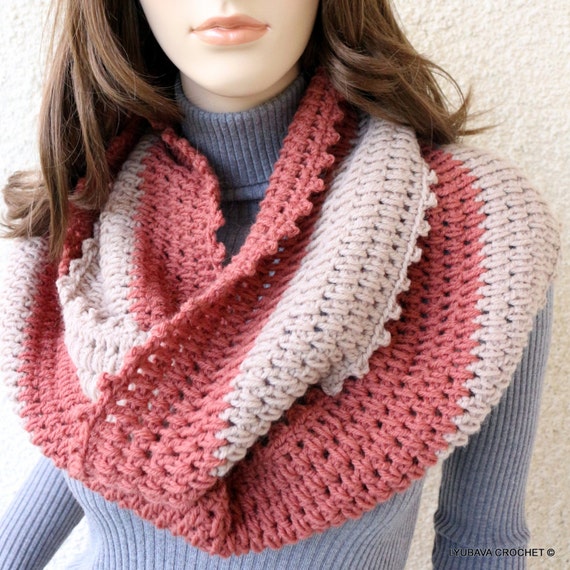 Crochet PATTERN Infinity Scarf ''two Colors''. Circle
