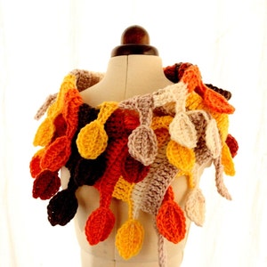 Crochet PATTERN Autumn Leaves Scarf: Easy Fast Unique Design Chunky Yarn Tutorial Leaf Spring Autumn Gift Women Scarf Diy Download PDF #9