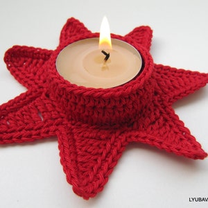 CROCHET PATTERN Red Star Tea Light Holder, Home Decor Christmas Crochet Pattern, Easy Crochet Pattern Christmas Gifts Idea, Download PDF #57