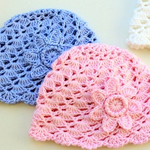 Crochet PATTERN Baby Hat with Flower. Easy crochet summer hat for baby. Tutorial crochet hat pattern baby shower gift DIY. Download PDF 133 image 4