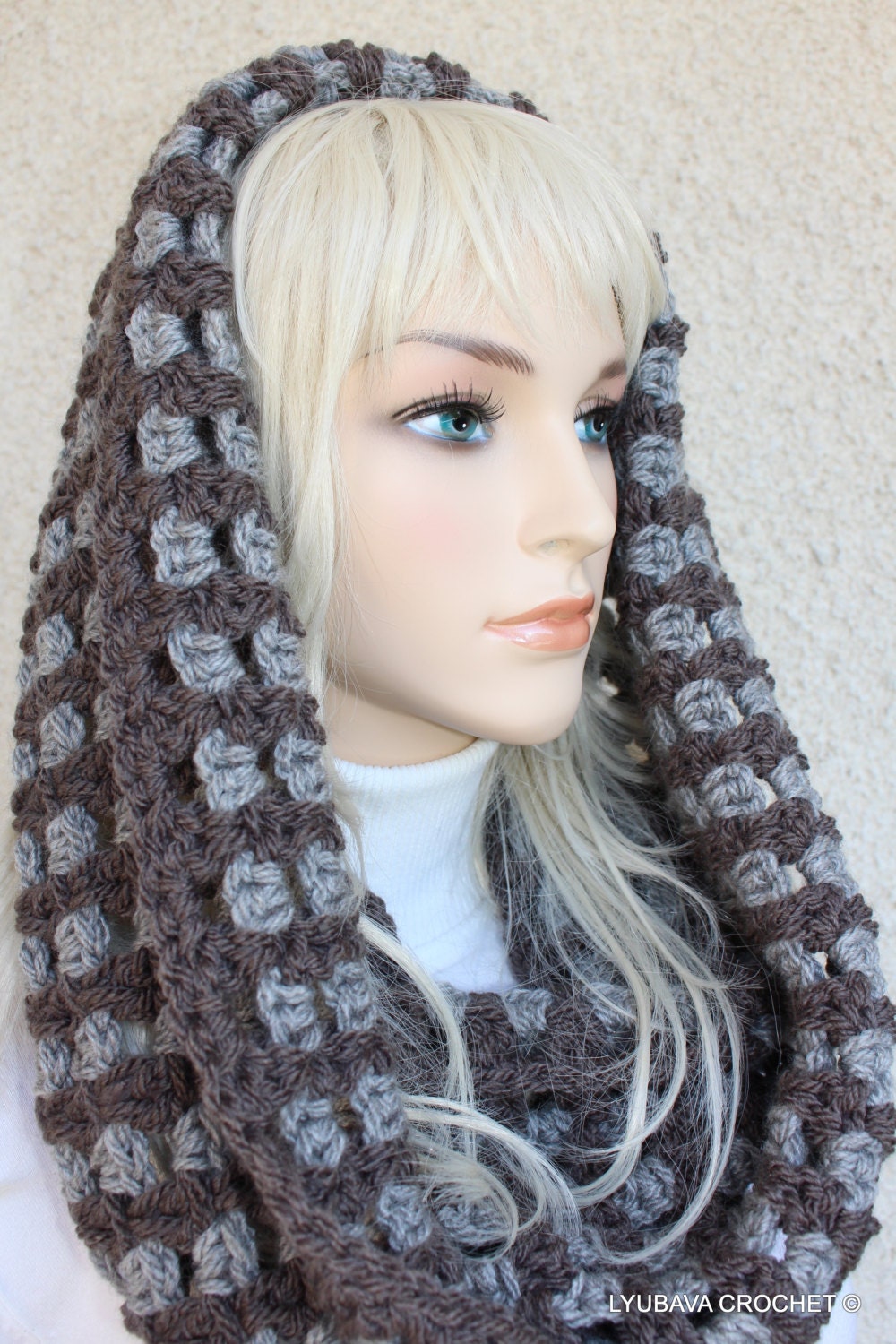 Crochet PATTERN Infinity Scarf ''two Colors''. Chunky