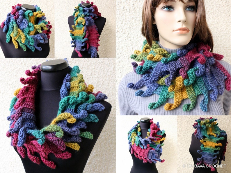 Crochet PATTERN Scarf Carnival. Easy crochet scarf unique design. Chunky scarf fast pattern. Beginner crochet pattern. Download PDF 156 image 5