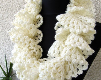 Crochet PATTERN Ruffle Scarf Unique Design. Crochet lace scarf pattern tutorial. Women's crochet scarf pattern. Download PDF Pattern #97