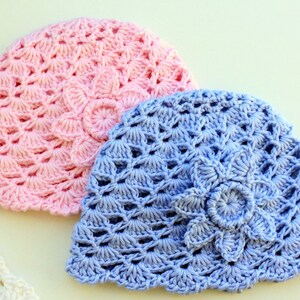 Crochet PATTERN Baby Hat with Flower. Easy crochet summer hat for baby. Tutorial crochet hat pattern baby shower gift DIY. Download PDF 133 image 5