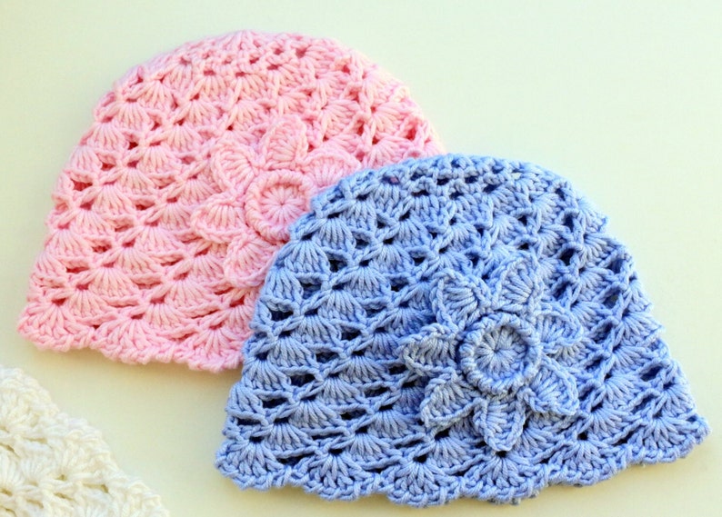 Crochet PATTERN Baby Hat with Flower. Easy crochet summer hat for baby. Tutorial crochet hat pattern baby shower gift DIY. Download PDF 133 image 5