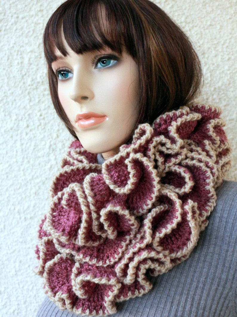 Crochet PATTERN ruffle scarf unique design. Women's crochet ruffled scarf tutorial pattern. Download PDF 114 image 3