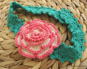 Crochet Rose Flower Headband Pattern: Easy DIY Baby Girl Gift (PDF Pattern #96)