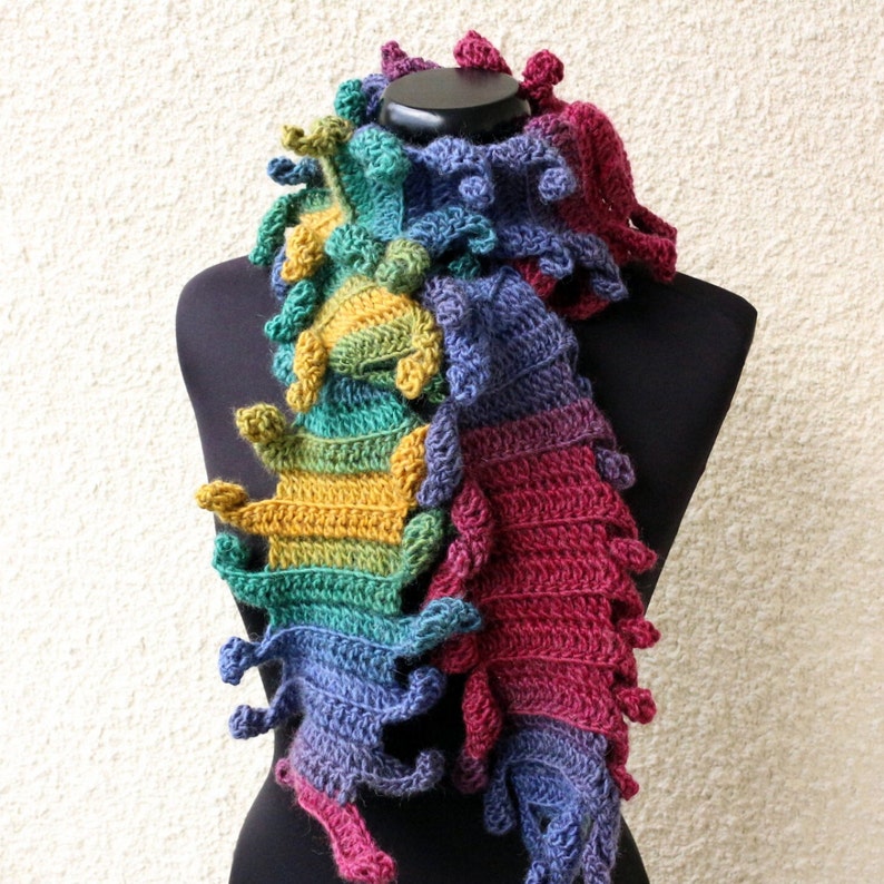 Crochet PATTERN Scarf Carnival. Easy crochet scarf unique design. Chunky scarf fast pattern. Beginner crochet pattern. Download PDF 156 image 4